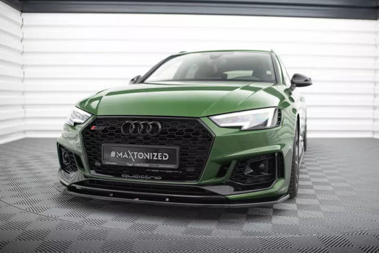 Maxton Design Frontlippe V.1 für Audi RS4 B9 Hochglanz schwarz – Ansicht 1