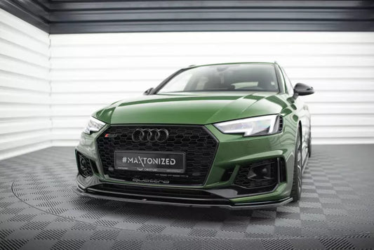 Maxton Design Frontlippe V.2 für Audi RS4 B9 Hochglanz schwarz – Ansicht 1