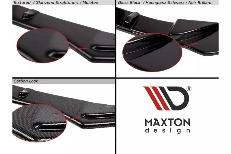 Maxton Design Frontlippe V.3 für Seat Leon 3 (Typ 5F) Cupra / FR Facelift Hochglanz schwarz + roter Streifen – Ansicht 4