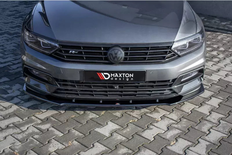 Maxton Design Frontlippe V.1 für VW Passat B8 R-Line 2015-2019 Hochglanz schwarz – Ansicht 1