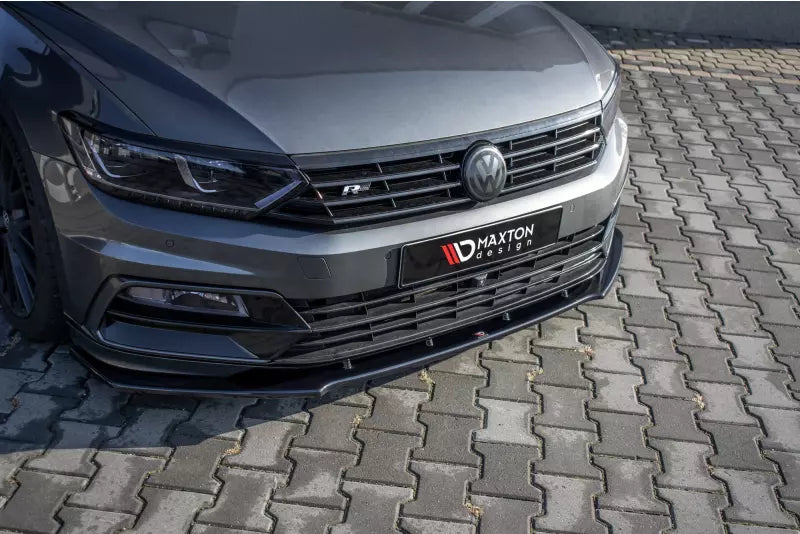 Maxton Design Frontlippe V.1 für VW Passat B8 R-Line 2015-2019 Hochglanz schwarz – Ansicht 2