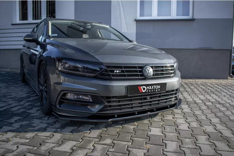 Maxton Design Frontlippe V.1 für VW Passat B8 R-Line 2015-2019 Hochglanz schwarz – Ansicht 3