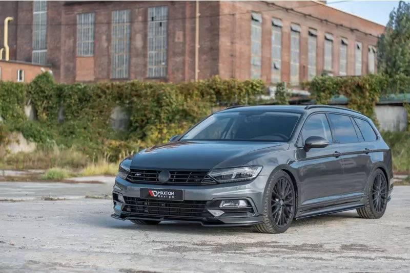 Maxton Design Frontlippe V.2 für VW Passat B8 R-Line 2015-2019 Hochglanz schwarz – Ansicht 1