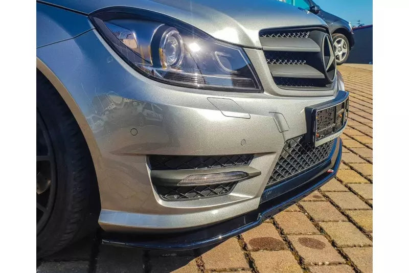 Maxton Design Frontlippe für Mercedes C-Klasse W204 AMG-Line Facelift Hochglanz schwarz – Ansicht 3