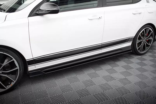 Maxton Design Seitenschweller (Paar) V.4 für Hyundai I30 N Mk3 Hatchback/ Fastback Hochglanz schwarz – Ansicht 1