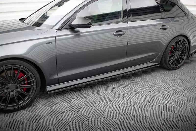 Maxton Design Seitenschweller (Paar) V.2 für Audi S6 / A6 S-Line C7 Facelift Hochglanz schwarz – Ansicht 1