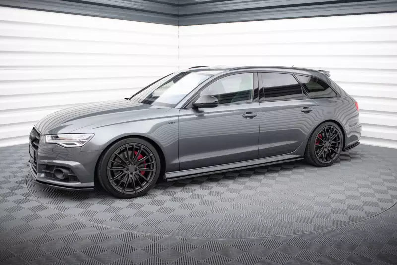 Maxton Design Seitenschweller (Paar) V.2 für Audi S6 / A6 S-Line C7 Facelift Hochglanz schwarz – Ansicht 2