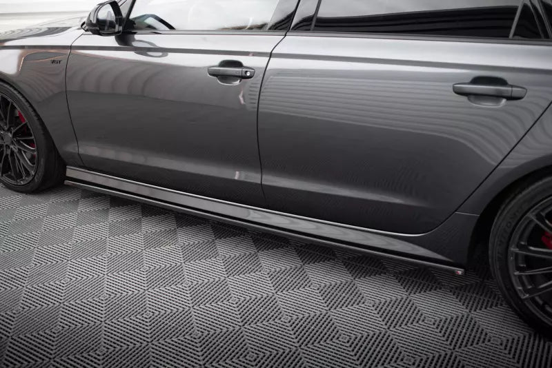 Maxton Design Seitenschweller (Paar) V.2 für Audi S6 / A6 S-Line C7 Facelift Hochglanz schwarz – Ansicht 3