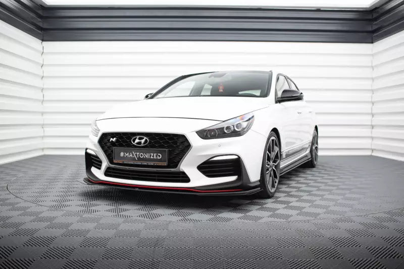 Maxton Design Street Pro Frontlippe V.2 für Hyundai I30 N Mk3 Hatchback / Fastback schwarz + Glanz Flaps – Ansicht 1