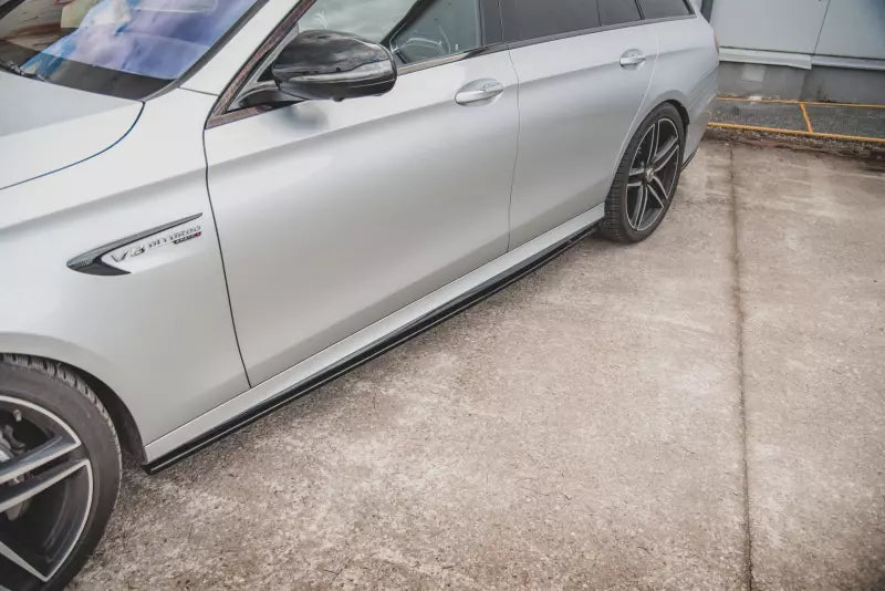 Maxton Design Seitenschweller (Paar) für Mercedes E63 AMG Kombi S213 / Limousine W213 Hochglanz schwarz – Ansicht 1