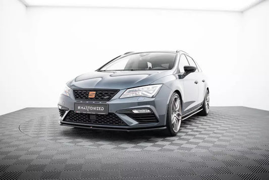 Maxton Design Frontlippe V.4 für Seat Leon 3 (Typ 5F) Cupra / FR Facelift Hochglanz schwarz – Ansicht 1