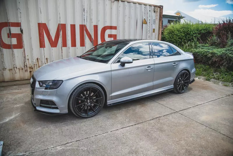 Maxton Design Seitenschweller (Paar) für Audi S3 / A3 S-Line 8V Limousine Facelift Hochglanz schwarz – Ansicht 1