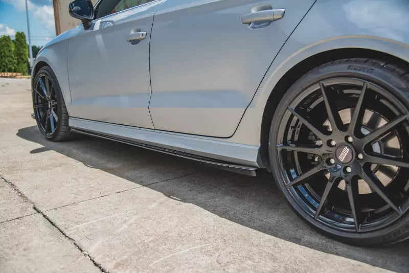 Maxton Design Seitenschweller (Paar) für Audi S3 / A3 S-Line 8V Limousine Facelift Hochglanz schwarz – Ansicht 3