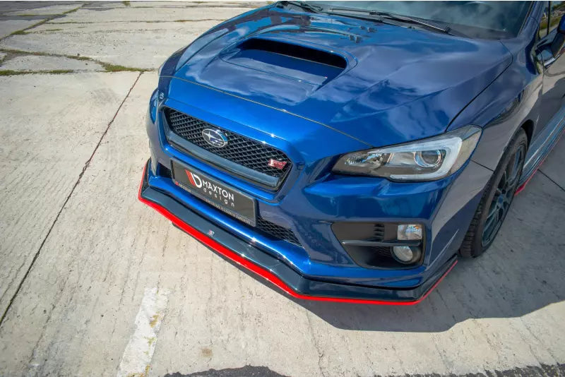 Maxton Design Frontlippe V.3 für Subaru Impreza WRX STI 2014-2021 Hochglanz schwarz + rot – Ansicht 1