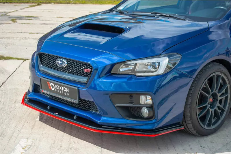 Maxton Design Frontlippe V.4 für Subaru Impreza WRX STI 2014-2021 Hochglanz schwarz + rot – Ansicht 1