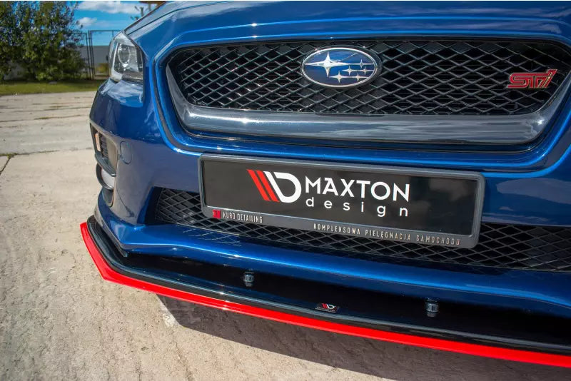 Maxton Design Frontlippe V.4 für Subaru Impreza WRX STI 2014-2021 Hochglanz schwarz + rot – Ansicht 3