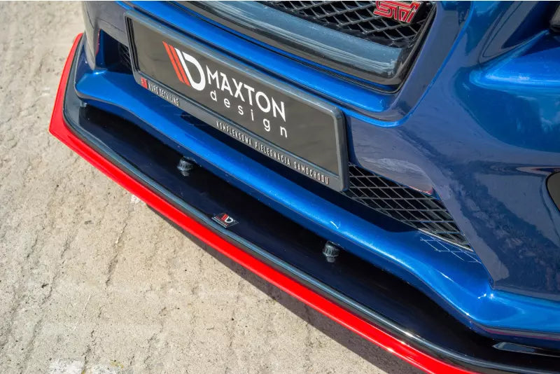 Maxton Design Frontlippe V.4 für Subaru Impreza WRX STI 2014-2021 Hochglanz schwarz + rot – Ansicht 4