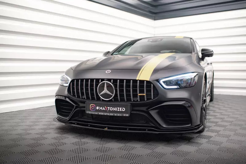Maxton Design Frontlippe V.2 für Mercedes GT 63 AMG S 4 Türer Coupe Aero Hochglanz schwarz – Ansicht 1