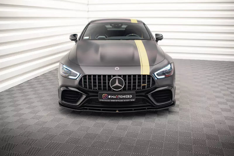 Maxton Design Frontlippe V.2 für Mercedes GT 63 AMG S 4 Türer Coupe Aero Hochglanz schwarz – Ansicht 2