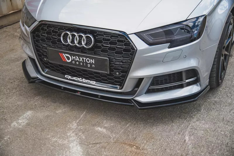 Maxton Design Frontlippe V.3 für Audi S3 / A3 S-Line 8V Facelift (Limousine und Cabrio) Hochglanz schwarz – Ansicht 1