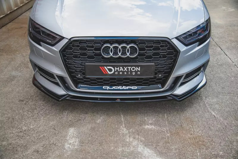 Maxton Design Frontlippe V.3 für Audi S3 / A3 S-Line 8V Facelift (Limousine und Cabrio) Hochglanz schwarz – Ansicht 2