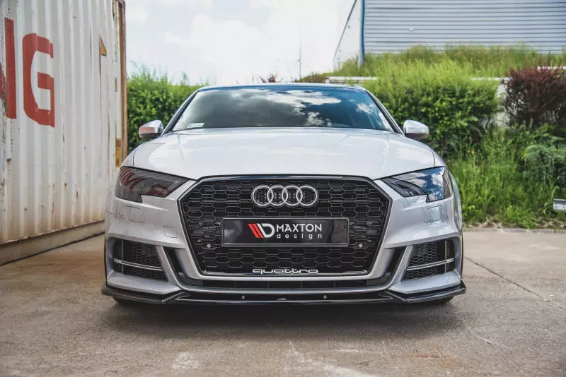 Maxton Design Frontlippe V.3 für Audi S3 / A3 S-Line 8V Facelift (Limousine und Cabrio) Hochglanz schwarz – Ansicht 3