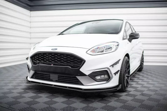 Maxton Design Street Pro Frontlippe für Ford Fiesta ST / ST-Line Mk8 schwarz + Glanz Flaps – Ansicht 1