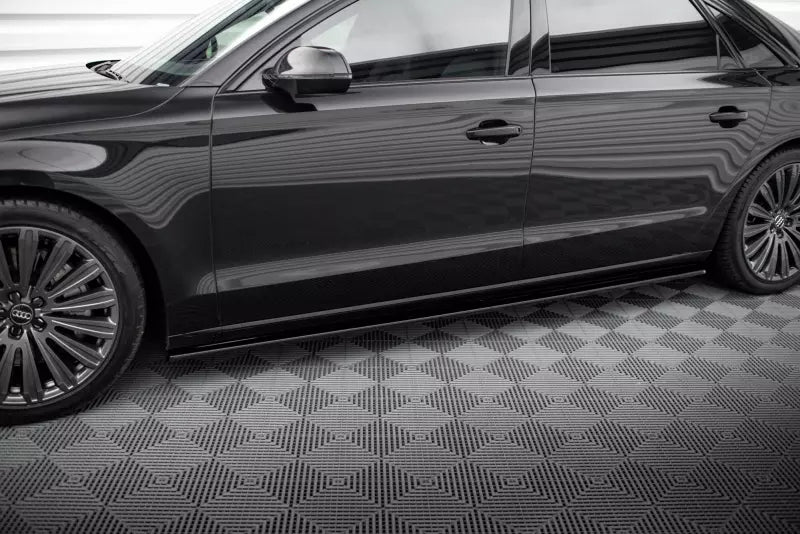 Maxton Design Seitenschweller (Paar) für Audi A8 Lang D4 Hochglanz schwarz – Ansicht 1