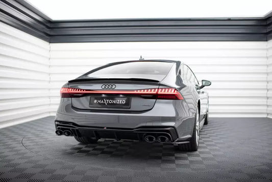 Maxton Design Heckdiffusor mit Sportauspuff Attrappe Schwarz für Audi A7 C8 S-Line – Ansicht 1