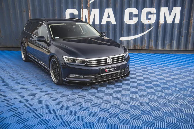 Maxton Design Frontlippe V.1 für VW Passat B8 Hochglanz schwarz – Ansicht 1