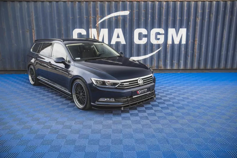 Maxton Design Frontlippe V.2 für VW Passat B8 Hochglanz schwarz – Ansicht 1