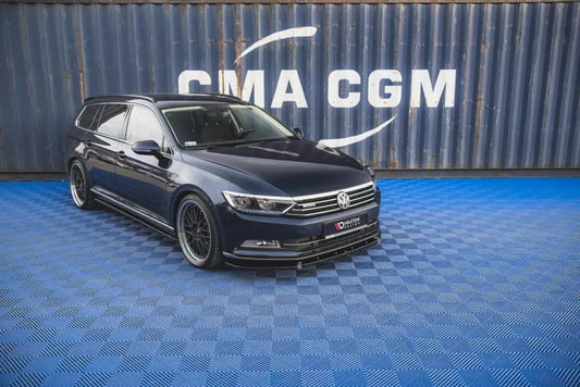 Maxton Design Frontlippe V.2 für VW Passat B8 Hochglanz schwarz – Ansicht 1