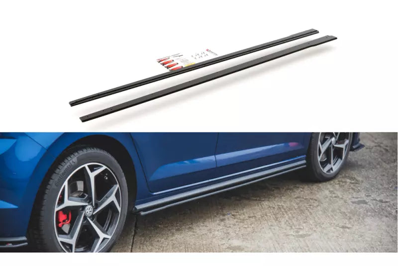 Maxton Design Street Pro Seitenschweller (Paar) V.2 für VW Polo 6 GTI matt schwarz – Ansicht 1