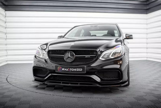 Maxton Design Frontlippe für Mercedes E63 AMG W212 Facelift Limousine Hochglanz schwarz – Ansicht 1