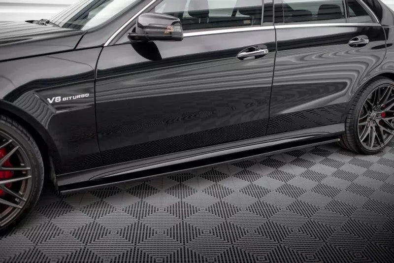 Maxton Design Seitenschweller (Paar) für Mercedes W212 Limousine AMG-Line / E63 AMG 2012-2016 Hochglanz schwarz – Ansicht 1