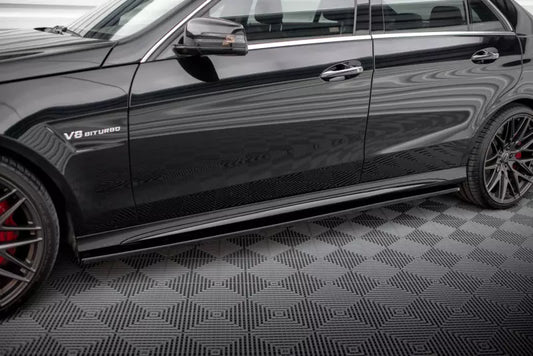 Maxton Design Seitenschweller (Paar) für Mercedes W212 Limousine AMG-Line / E63 AMG 2012-2016 Hochglanz schwarz – Ansicht 1