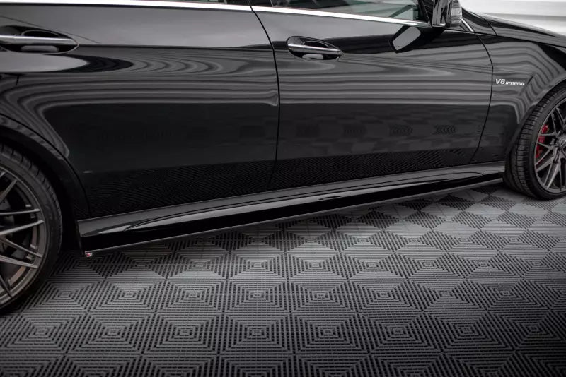 Maxton Design Seitenschweller (Paar) für Mercedes W212 Limousine AMG-Line / E63 AMG 2012-2016 Hochglanz schwarz – Ansicht 2