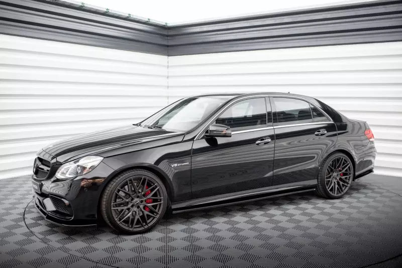 Maxton Design Seitenschweller (Paar) für Mercedes W212 Limousine AMG-Line / E63 AMG 2012-2016 Hochglanz schwarz – Ansicht 3