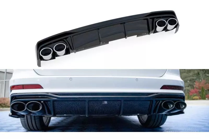 Maxton Design Heckdiffusor mit Sportauspuff Attrappe Chrom für Audi S6 / A6 S-Line C8 – Ansicht 1