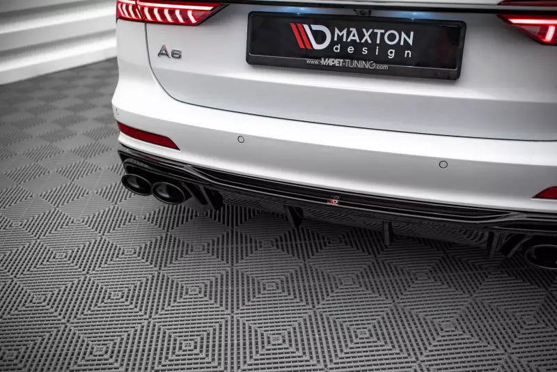 Maxton Design Heckdiffusor mit Endrohr Attrappe Schwarz für Audi A6 S-Line S6 C8 2018-2026 Hochglanz schwarz – Ansicht 3