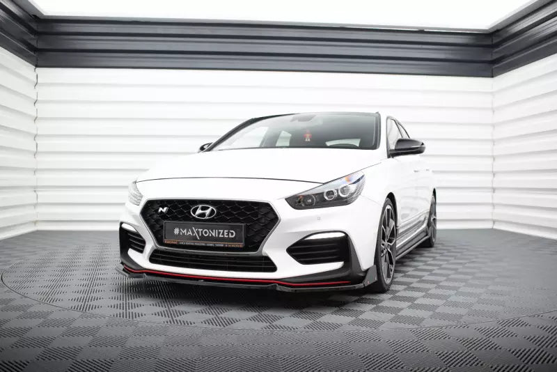Maxton Design Frontlippe V.6 mit Flaps für Hyundai I30 N Mk3 Hatchback/Fastback Hochglanz schwarz – Ansicht 1