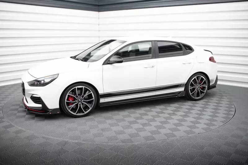 Maxton Design Seitenschweller (Paar) mit Flaps V.5 für Hyundai I30 N Mk3 Hatchback/Fastback Hochglanz schwarz – Ansicht 3