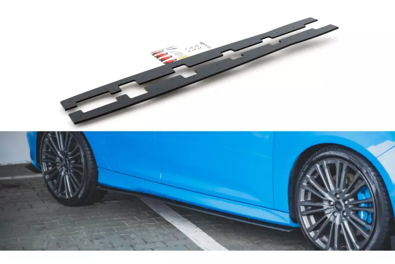 Maxton Design Street Pro Seitenschweller (Paar) für Ford Focus RS Mk3 matt schwarz – Ansicht 1