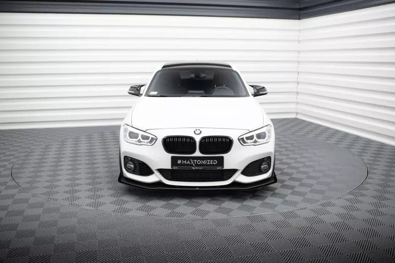 Maxton Design Street Pro Frontlippe V.3 für BMW 1er F20 M Paket Facelift / M140i schwarz + Glanz Flaps – Ansicht 2
