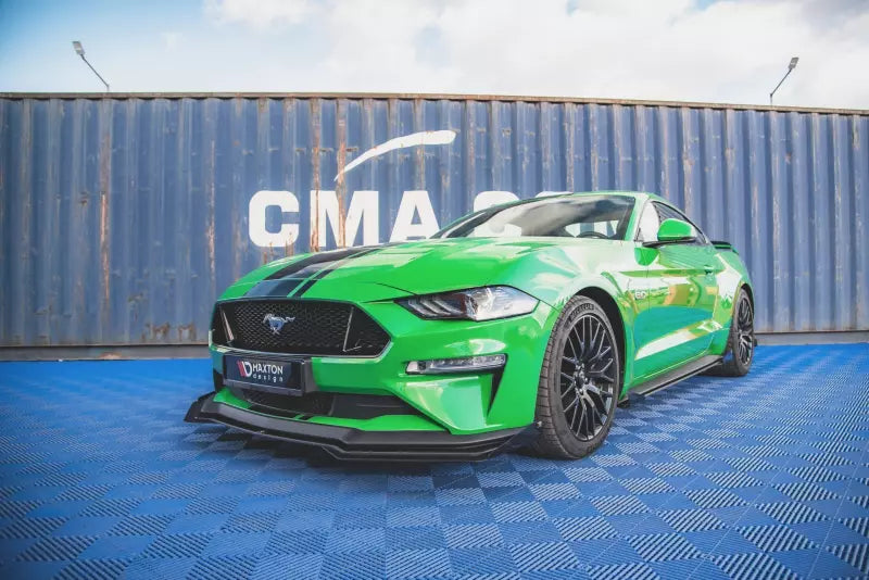 Maxton Design Street Pro Frontlippe für Ford Mustang GT Mk6 Facelift schwarz + Glanz Flaps – Ansicht 1