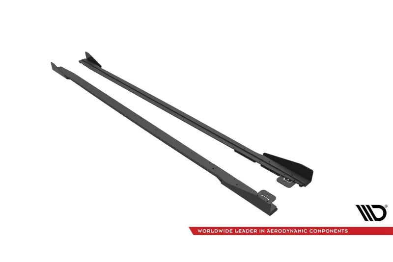 Maxton Design Street Pro Seitenschweller (Paar) für Ford Mustang GT Mk6 Facelift matt schwarz mit Hochglanz Flaps – Ansicht 3