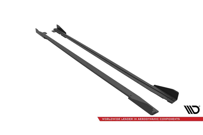 Maxton Design Street Pro Seitenschweller (Paar) für Ford Mustang GT Mk6 Facelift matt schwarz mit Hochglanz Flaps – Ansicht 4
