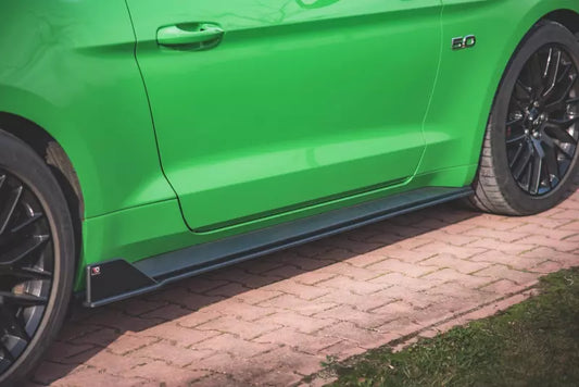 Maxton Design Street Pro Seitenschweller (Paar) V.2 für Ford Mustang GT Mk6 Facelift matt schwarz – Ansicht 1