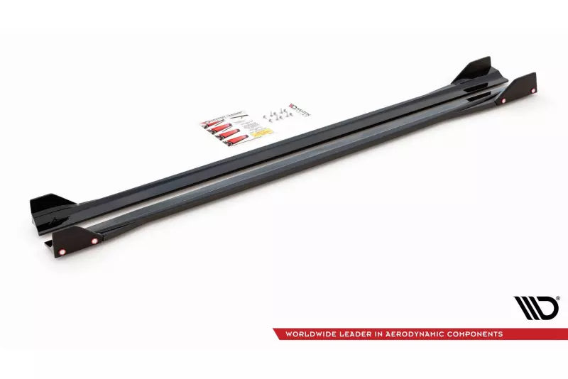 Maxton Design Seitenschweller (Paar) V.2 mit Flaps für Mercedes A45 AMG S Hochglanz schwarz – Ansicht 3