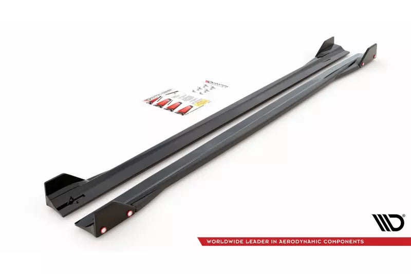 Maxton Design Seitenschweller (Paar) V.2 mit Flaps für Mercedes A45 AMG S Hochglanz schwarz – Ansicht 4